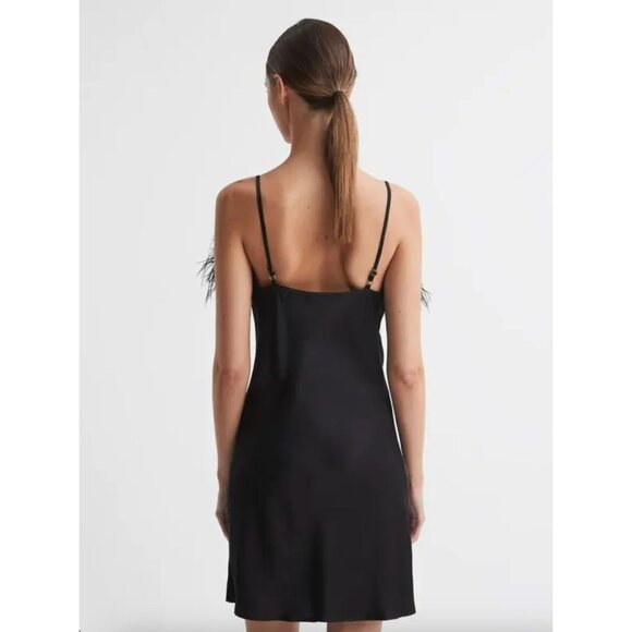 Sleeper Feather Mini Slip Dress Black Womens Size Medium - Picture 3 of 10